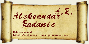 Aleksandar Radanić vizit kartica